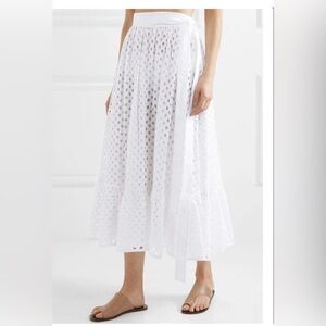 ✨ Tory Burch White Cotton Eyelet Ruffle Skirt Size 10 ✨